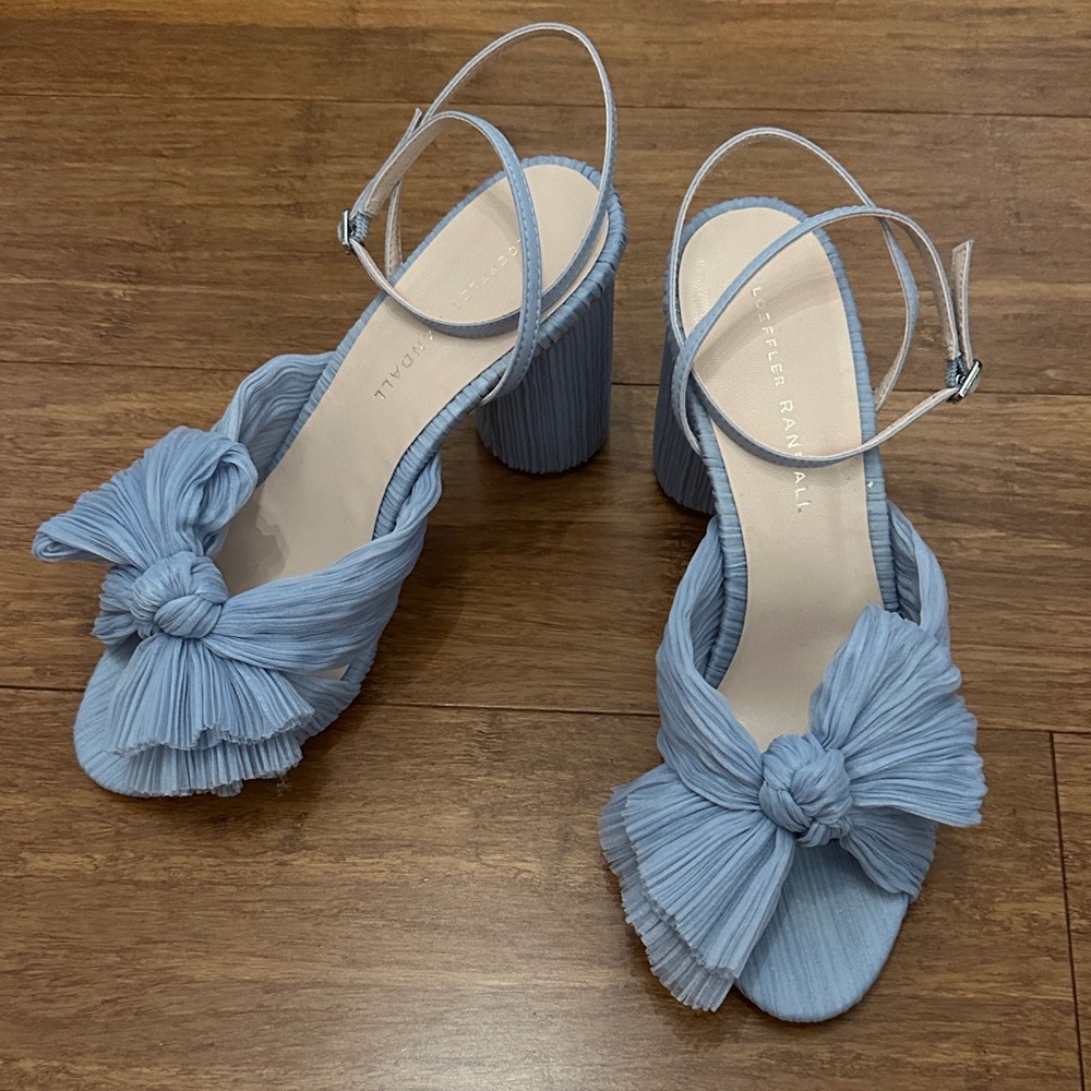 Loeffler Randall Camellia Blue Pleated Bow Heel